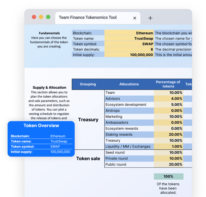 Optimal Tokenomics Tool